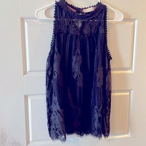 Barely worn Altar’d State charcoal grey lace top